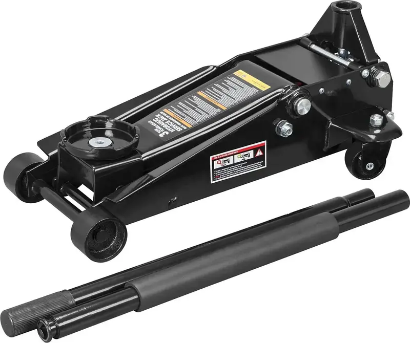 Heavy-Duty 3-Ton Steel Floor Jack – Black Quick-Lift Design with Dual-Stage Pump System