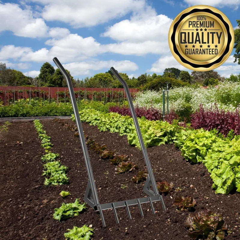 Heavy-Duty 46-Inch Broadfork Hand Tiller for Deep Soil Aeration and Cultivation
