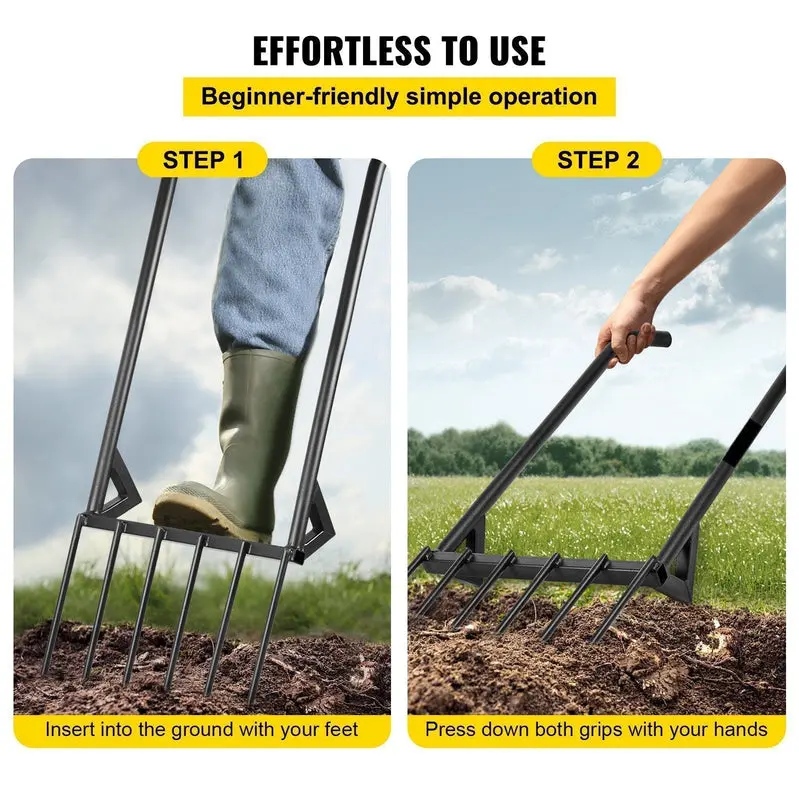 Heavy-Duty 46-Inch Broadfork Hand Tiller for Deep Soil Aeration and Cultivation