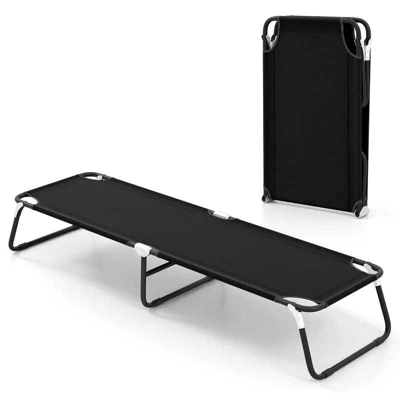Heavy-Duty Foldable Camping Cot with Non-Slip Feet—Supports Adults and Children