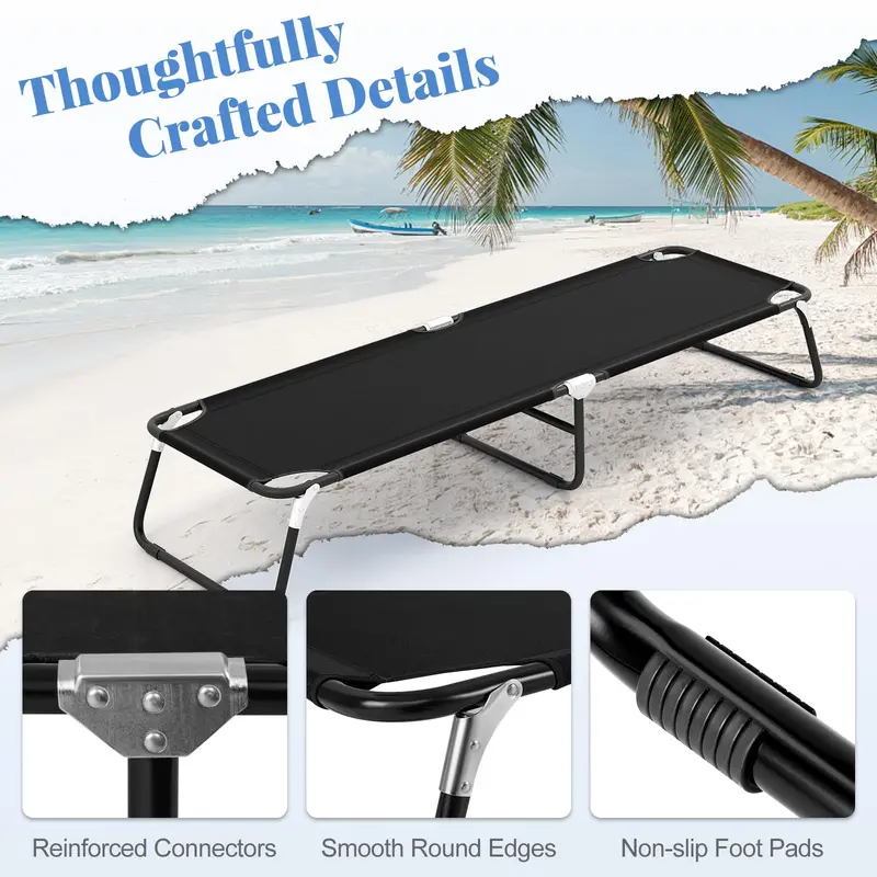 Heavy-Duty Foldable Camping Cot with Non-Slip Feet—Supports Adults and Children 2