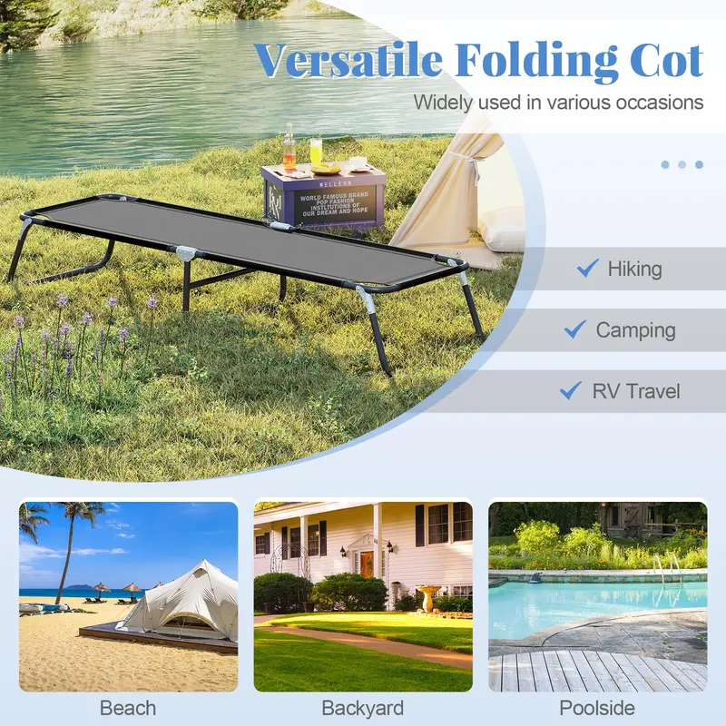 Heavy-Duty Foldable Camping Cot with Non-Slip Feet—Supports Adults and Children