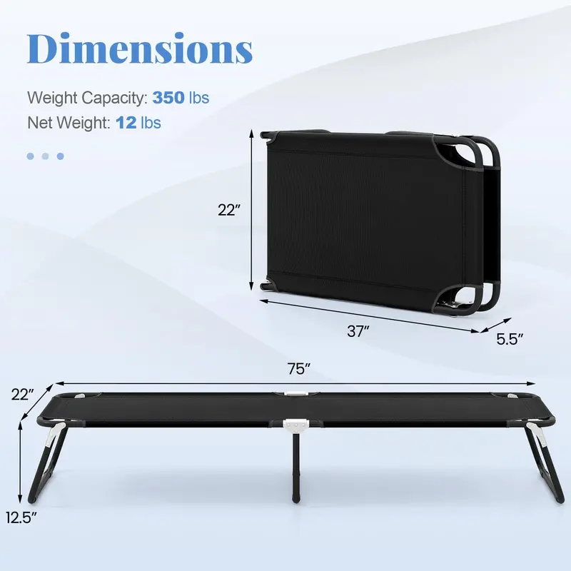 Heavy-Duty Foldable Camping Cot with Non-Slip Feet—Supports Adults and Children