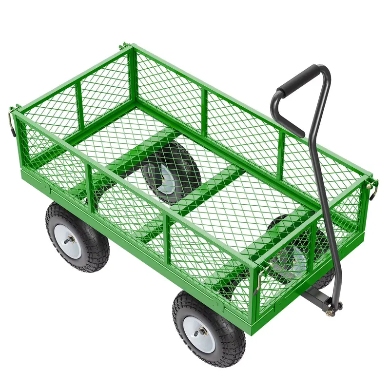 Heavy-Duty Garden Utility Wagon – 900 lb Mesh Cart with 10" All-Terrain Swivel Wheels and Detachable Sides