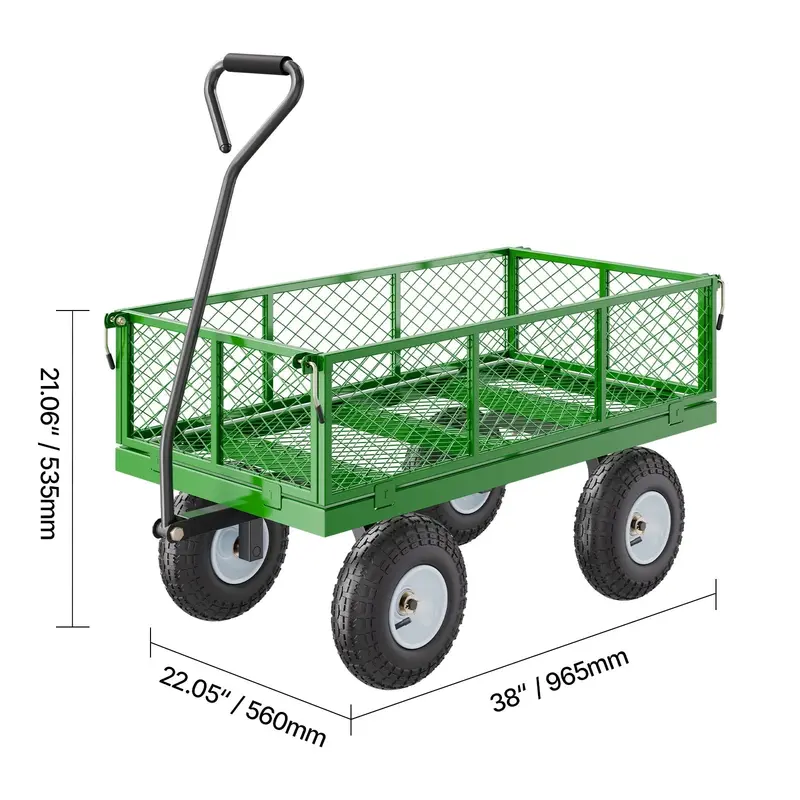 Heavy-Duty Garden Utility Wagon – 900 lb Mesh Cart with 10" All-Terrain Swivel Wheels and Detachable Sides