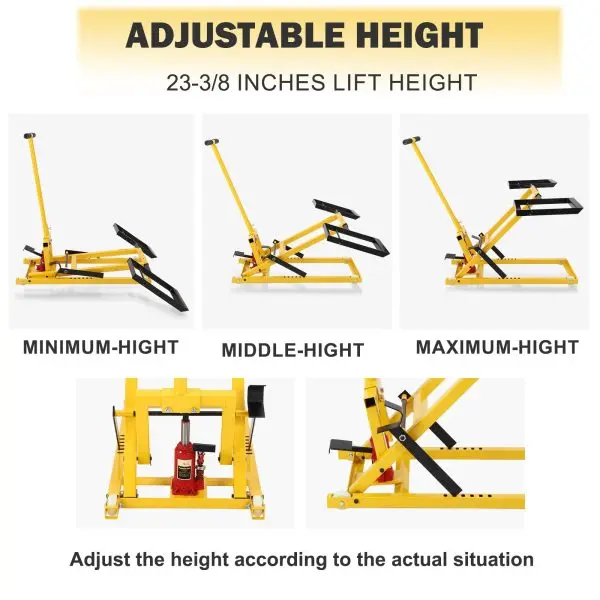 Heavy-Duty Hydraulic Lawn Mower Lift Stand – 26-Inch Lift Range, 500-LB Capacity, Steel Frame for Riding Mowers and ATVs