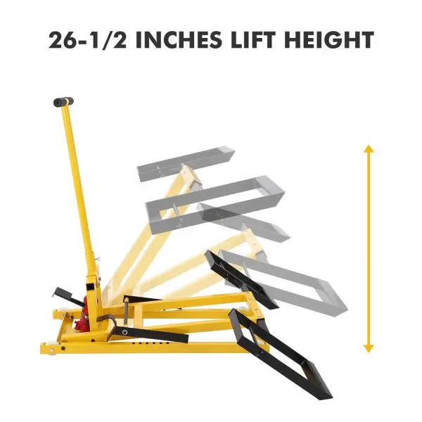 Heavy-Duty Hydraulic Lawn Mower Lift Stand – 26-Inch Lift Range, 500-LB Capacity, Steel Frame for Riding Mowers and ATVs