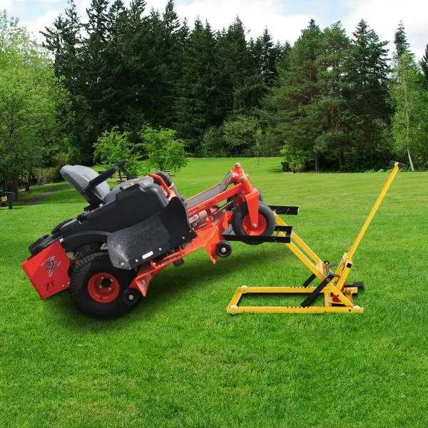 Heavy-Duty Hydraulic Lawn Mower Lift Stand – 26-Inch Lift Range, 500-LB Capacity, Steel Frame for Riding Mowers and ATVs