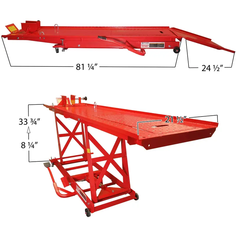 Heavy-Duty Hydraulic Motorcycle Lift – 1,000-Lb Capacity with Extended Platform