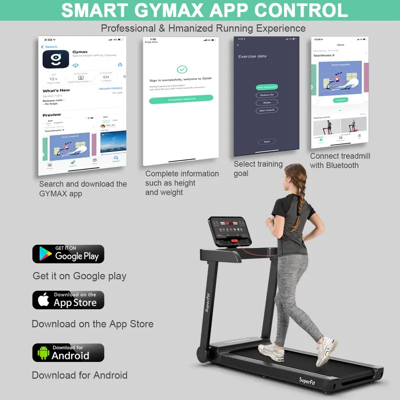 Heavy-Duty Smart Treadmill – Commercial-Grade Electric Runner with App Integration & Reinforced Frame