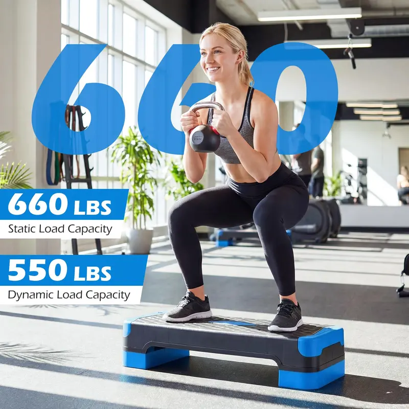 Heavy-Duty Triple-Height Aerobic Step Platform—Adjustable, Non-Slip, and Rated for 600 lbs