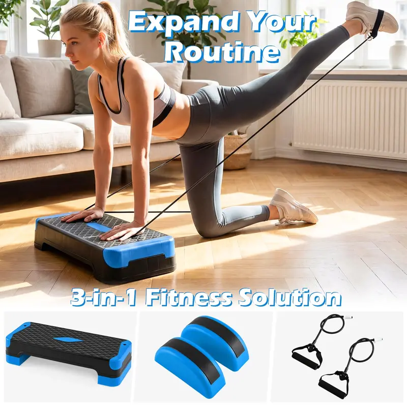Heavy-Duty Triple-Height Aerobic Step Platform—Adjustable, Non-Slip, and Rated for 600 lbs