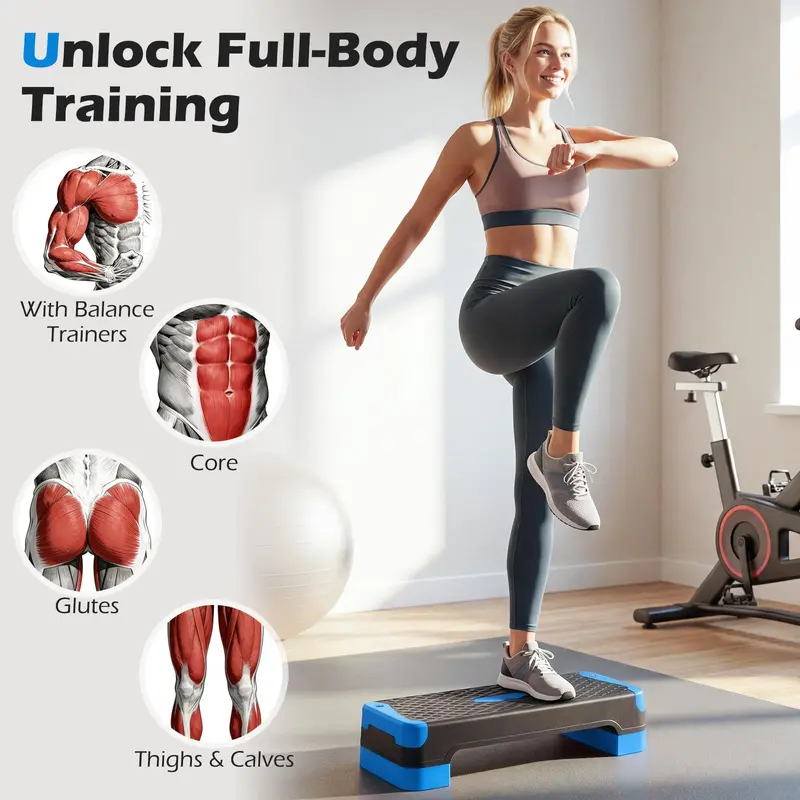 Heavy-Duty Triple-Height Aerobic Step Platform—Adjustable, Non-Slip, and Rated for 600 lbs