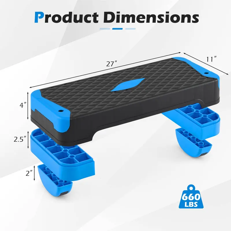 Heavy-Duty Triple-Height Aerobic Step Platform—Adjustable, Non-Slip, and Rated for 600 lbs