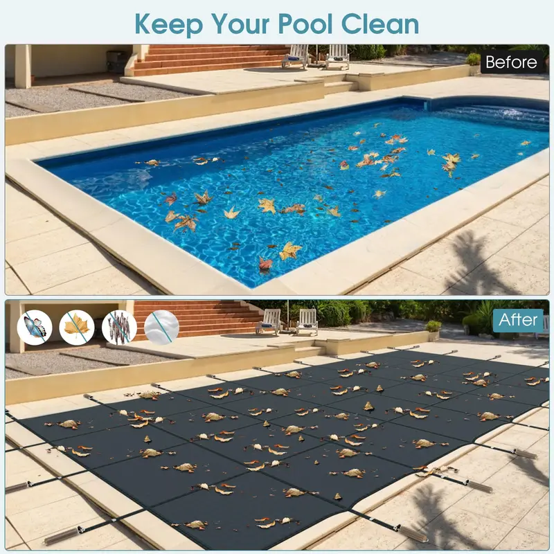 Heavy-Duty Winter Pool Cover for 40' × 20' In-Ground Pools — Reinforced for Seasonal Protection