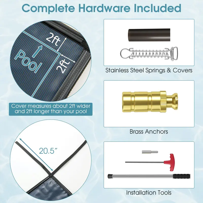 Heavy-Duty Winter Pool Cover for 40' × 20' In-Ground Pools — Reinforced for Seasonal Protection