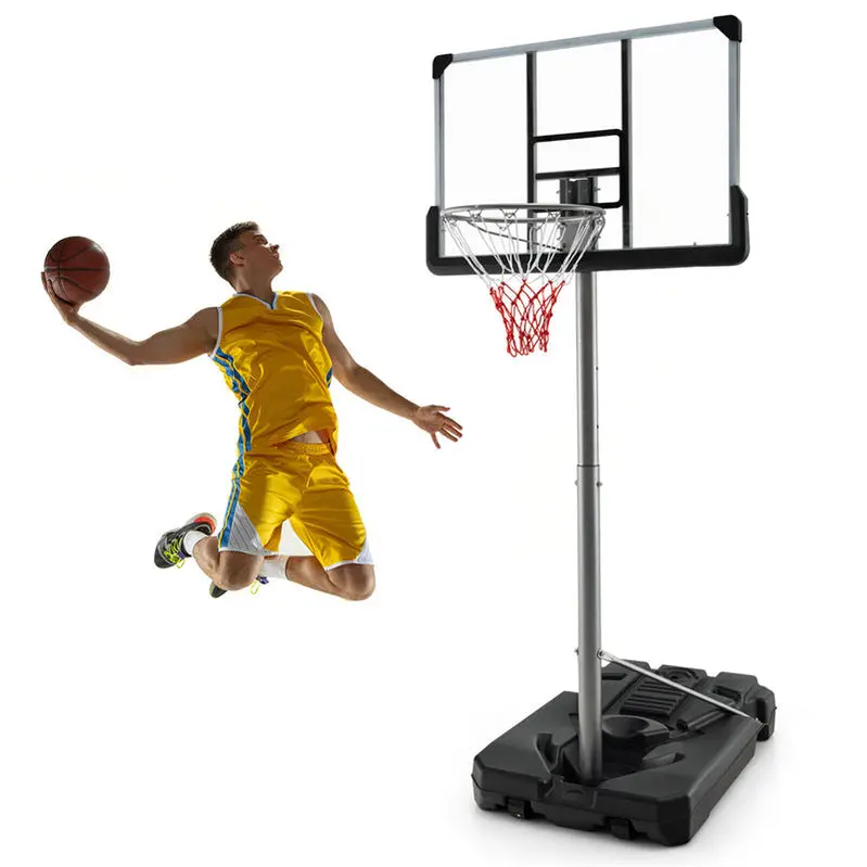 Height-Adjustable Portable Basketball Hoop – 64"–79" Range, 44" Wheeled Backboard for Patio or Pool Area