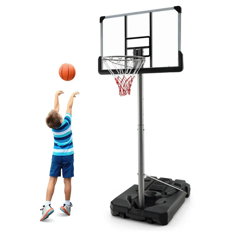 Height-Adjustable Portable Basketball Hoop – 64"–79" Range, 44" Wheeled Backboard for Patio or Pool Area