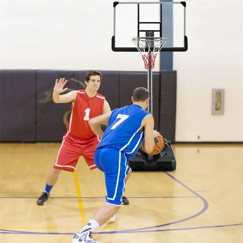 Height-Adjustable Portable Basketball Hoop – 64"–79" Range, 44" Wheeled Backboard for Patio or Pool Area