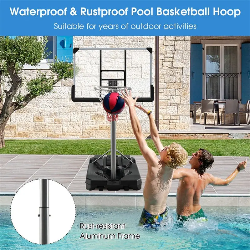Height-Adjustable Portable Basketball Hoop – 64"–79" Range, 44" Wheeled Backboard for Patio or Pool Area