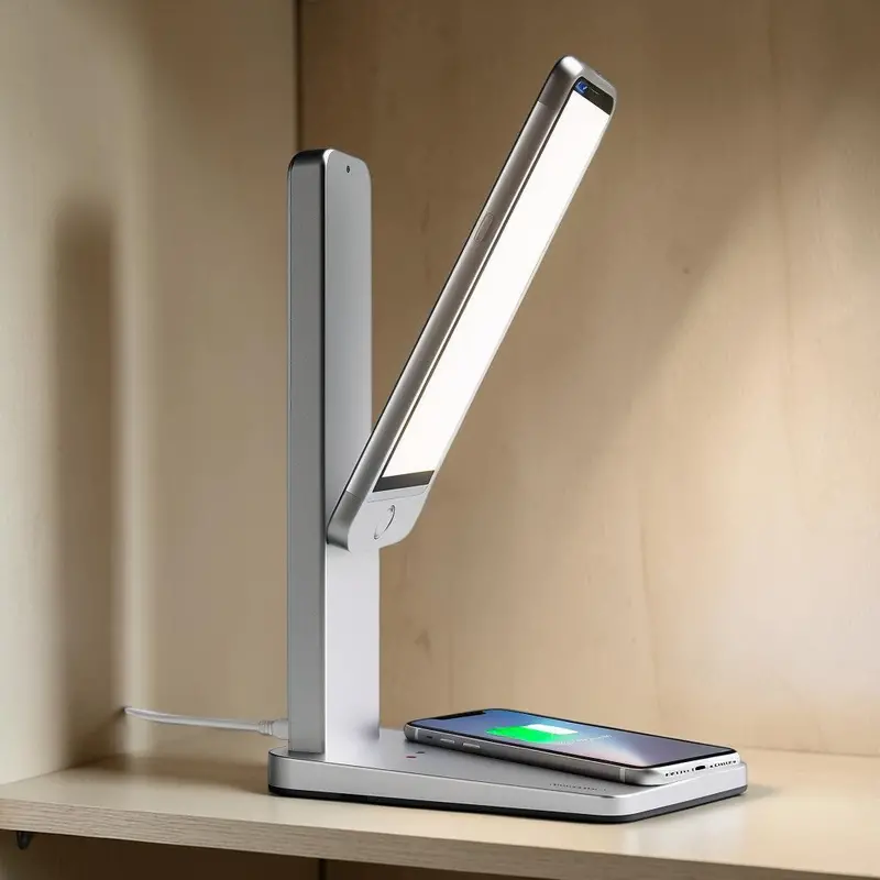 Helpox Adjustable 3-in-1 LED Desk Lamp with Integrated Qi Wireless Charging 2