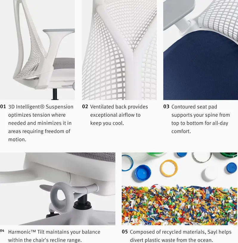 Herman Miller Sayl Ergonomic Office Chair – Dynamic Y-Back Support, Task Seating