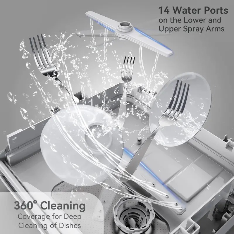 Hermitlux Space-Saving Countertop Dishwasher – 5L Integrated Water Reservoir & Quiet Operation