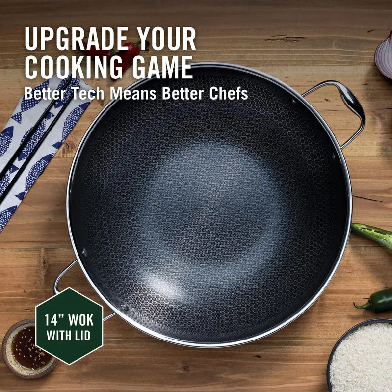 HexClad Hybrid Cookware Set – Stainless Steel Nonstick Pans for All Cooktops and Dishwasher-Safe Use