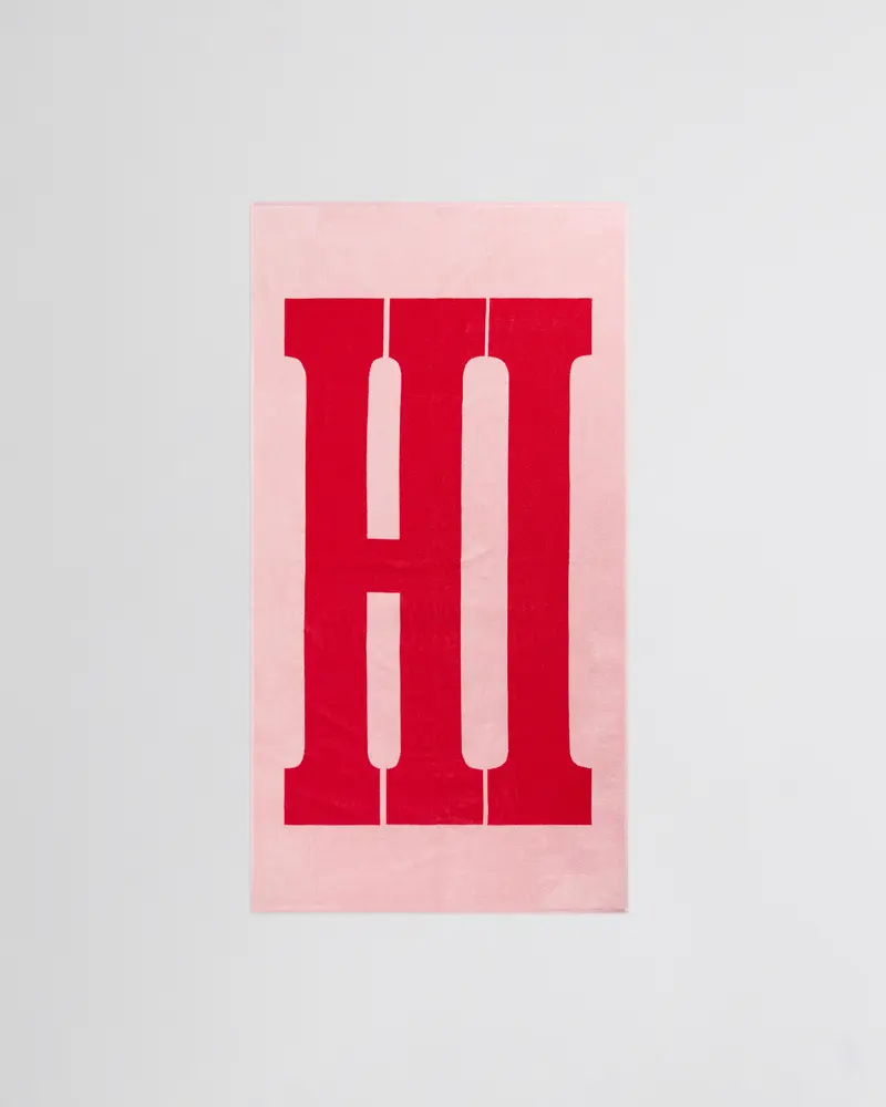‘Hi’ Washed Cotton Towel In Soft Pink