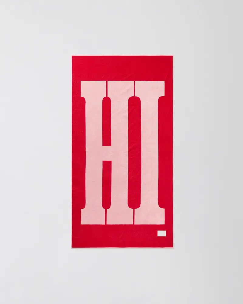 ‘Hi’ Washed Cotton Towel In Soft Pink 2