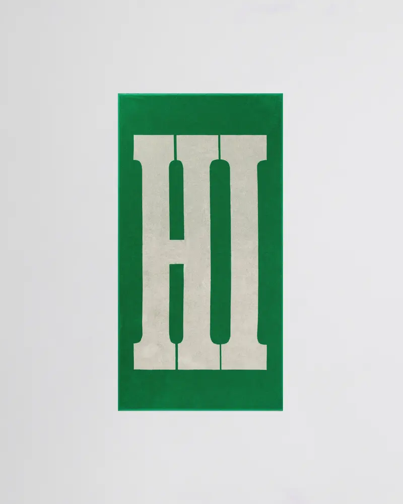 ‘Hi’ Washed Cotton Towel In Vibrant Electric Green