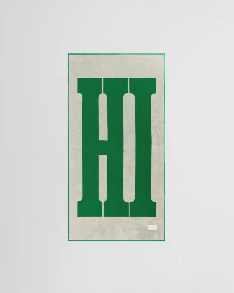 ‘Hi’ Washed Cotton Towel In Vibrant Electric Green 2