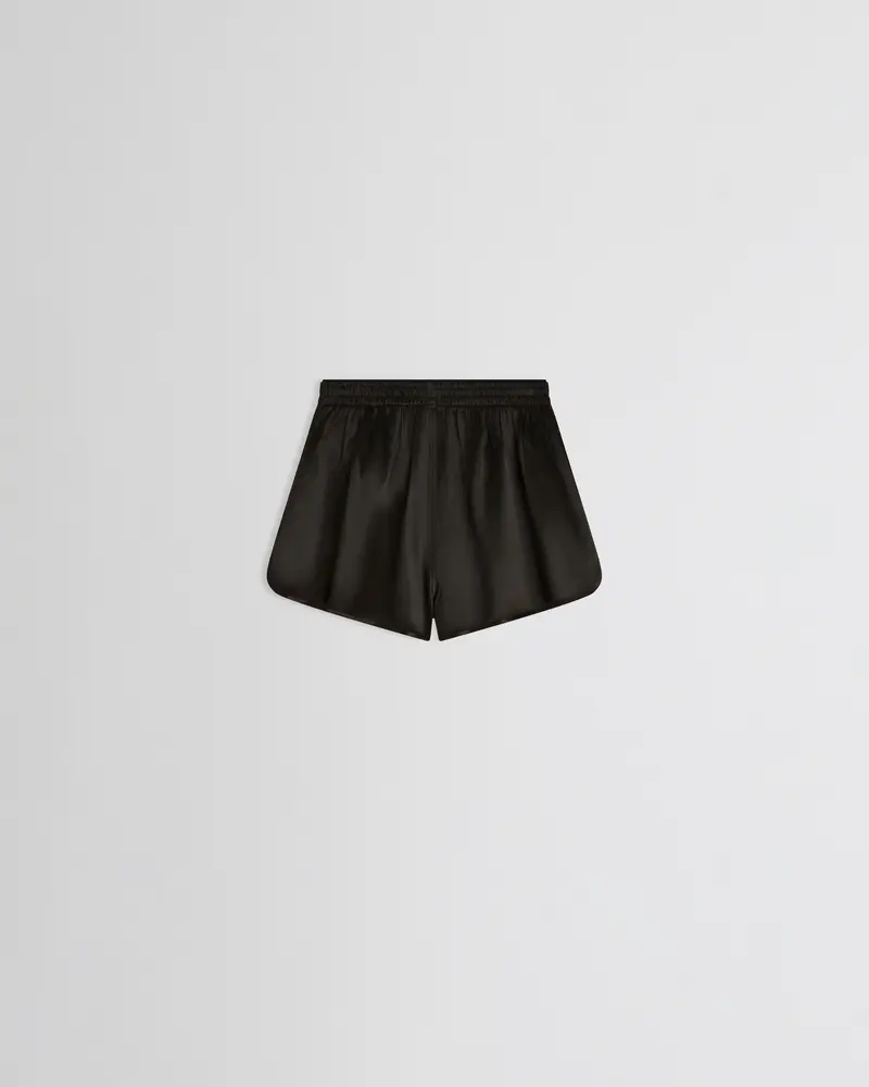 High-Cut Satin Track Shorts In Dark Khaki 2