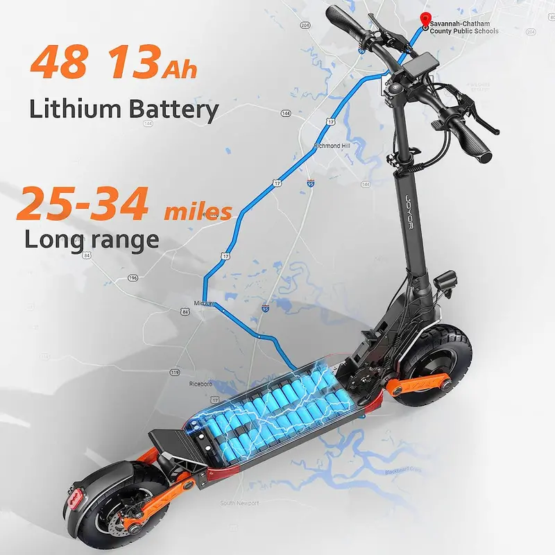 High-Performance Adult Electric Scooter – Hydraulic Disc Brakes, 37 MPH Top Speed, and All-Terrain Tire Capability