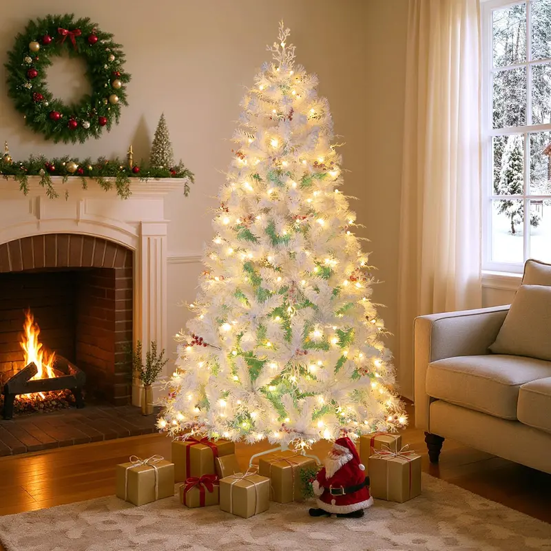Hinged 6- or 7-Foot Pre-Lit Snow-Flocked Christmas Tree with Energy-Saving LEDs 2