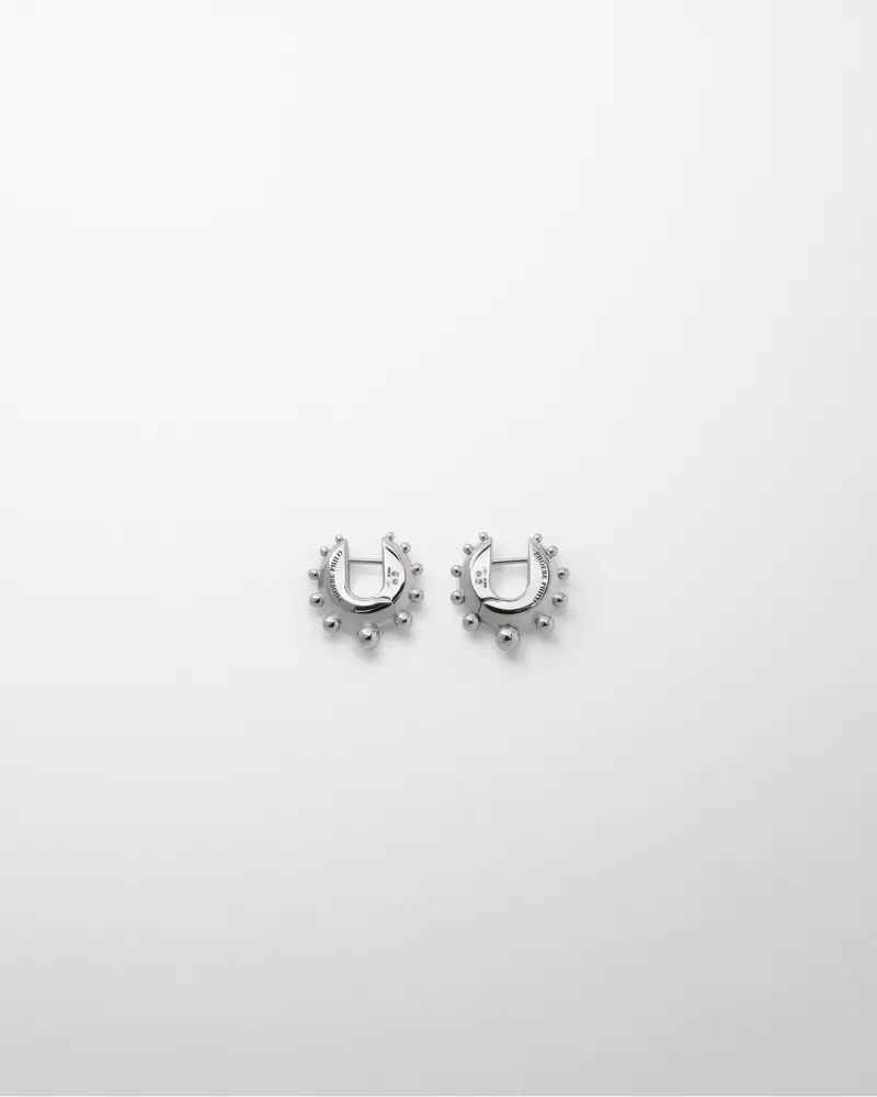 Hinged Beaded Hoop Earrings – Small Sterling Silver Design 2