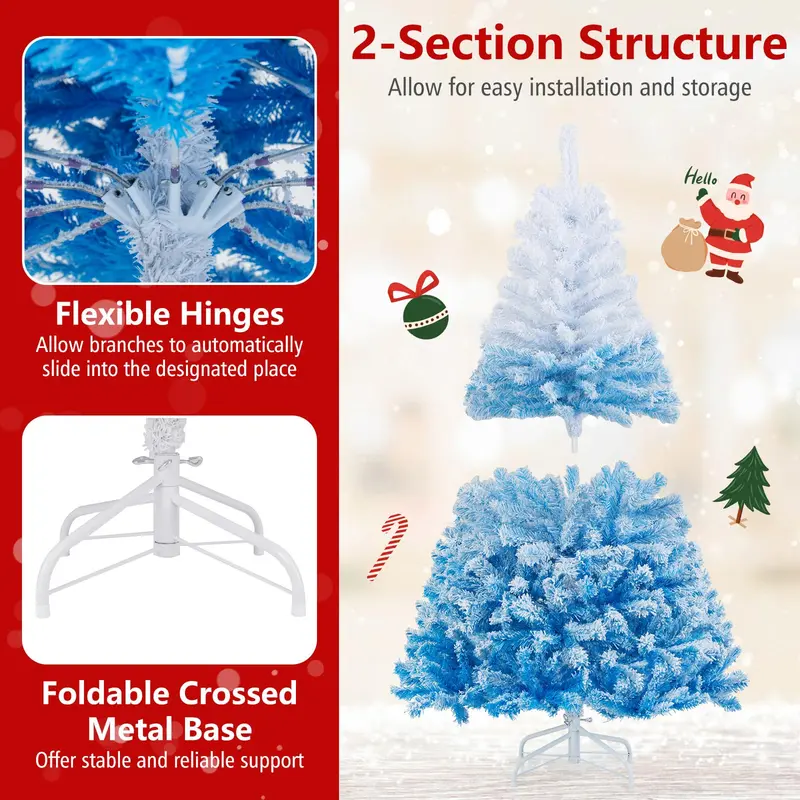 Hinged Pre-Lit Snow-Flocked Christmas Tree with Full, Lush Branch Profile