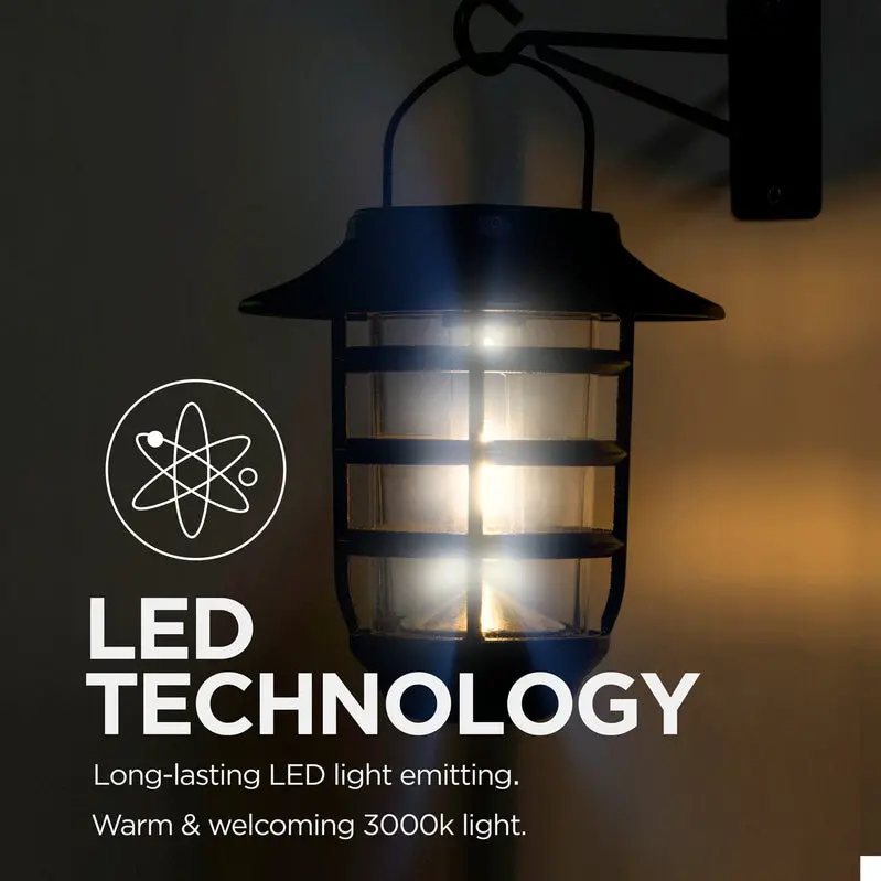 Home Zone Security Solar-Powered Outdoor Wall Lantern – Elegant Glass Design, Wire-Free Installation, Weather-Resistant