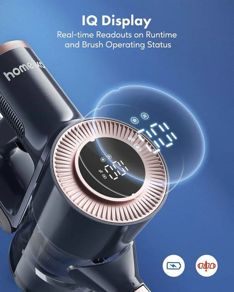 Homeika H016 Cordless Vacuum Cleaner – 20KPa Suction Strength, 200W Brushless Motor, 1.5L Detachable Dustbin, Digital LED Display, Blue Accent Finish