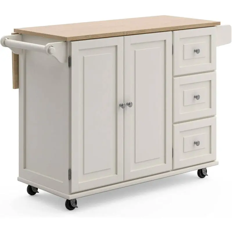 Homestyles Dolly Madison Mobile Kitchen Island – Drop-Leaf Breakfast Bar Cart with Ample Storage and Smooth-Rolling Casters