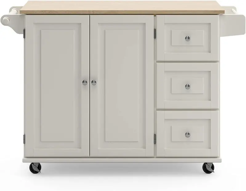 Homestyles Dolly Madison Mobile Kitchen Island – Drop-Leaf Breakfast Bar Cart with Ample Storage and Smooth-Rolling Casters