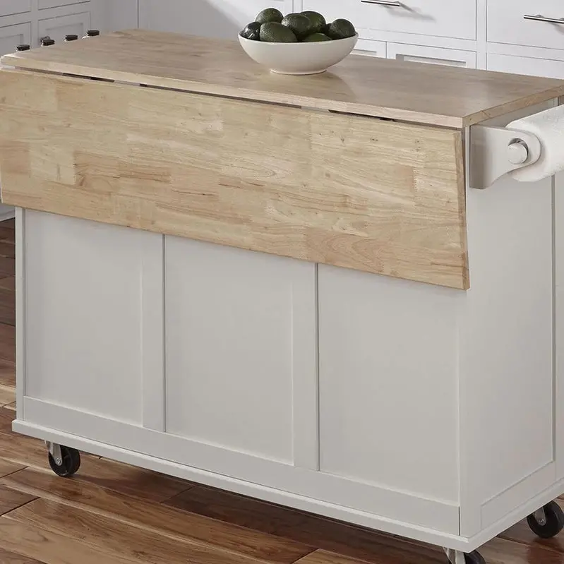 Homestyles Dolly Madison Mobile Kitchen Island – Drop-Leaf Breakfast Bar Cart with Ample Storage and Smooth-Rolling Casters