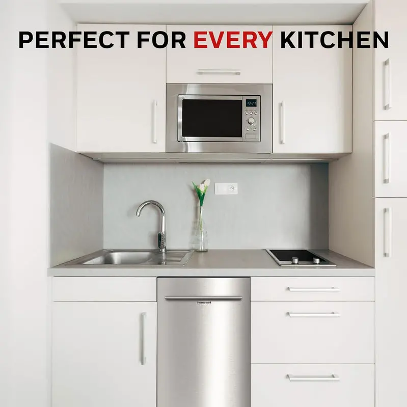 Honeywell 18" Energy Star Dishwasher – Stainless Steel Tub, 8-Place Setting Capacity, and 6 Custom Wash Programs