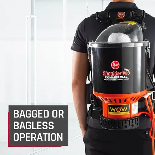 Hoover Shoulder Vac Pro Backpack Vacuum – HEPA Filtration, Chiropractor-Approved Ergonomics, Lightweight Bagged System for Carpet and Hard Floors, Model C2401