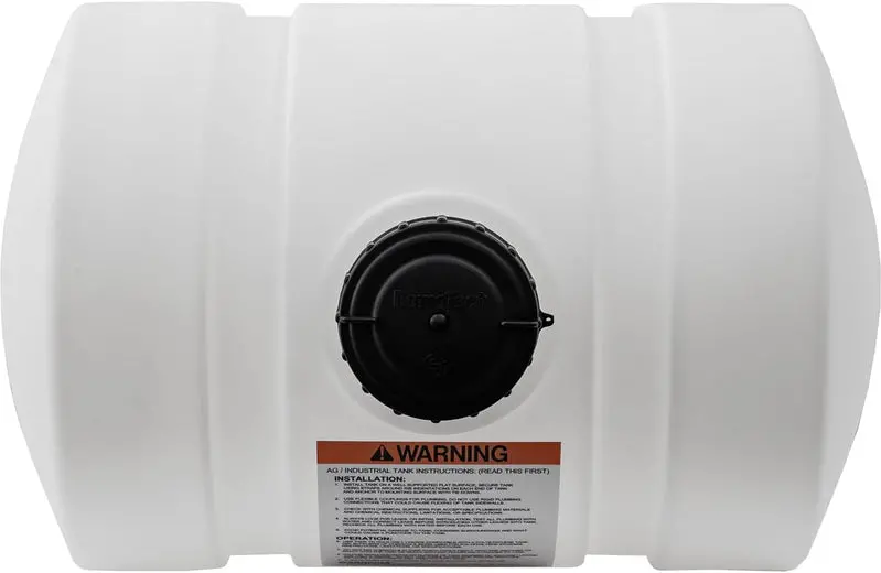 Horizontal Polyethylene Water Storage Tank – 550-Gallon Potable Water Tank, Leg-Mounted, Corrosion-Resistant, Made in the USA