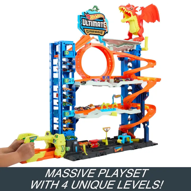 Hot Wheels City Ultimate Garage Playset – Expandable Kids’ Toy Garage with 2 Die-Cast Cars, 50+ Storage Spots, Ages 4–8