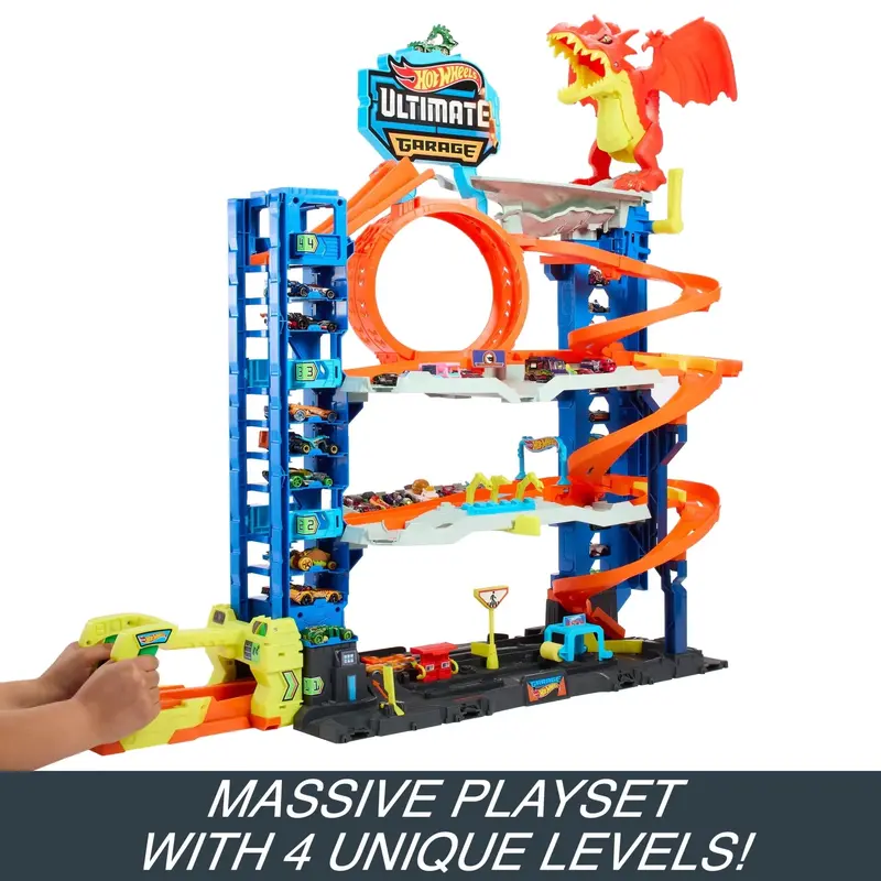 Hot Wheels City Ultimate Garage Playset — Expandable Toy Storage System Including 2 Die-Cast Vehicles (Ages 4–8)