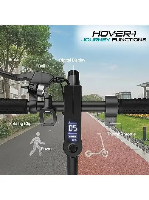 Hover-1 Journey Electric Scooter – 14 MPH Speed, 16-Mile Range, LCD Dashboard, 8.5" All-Terrain Tires, UL-Certified, 220 LB Load Capacity