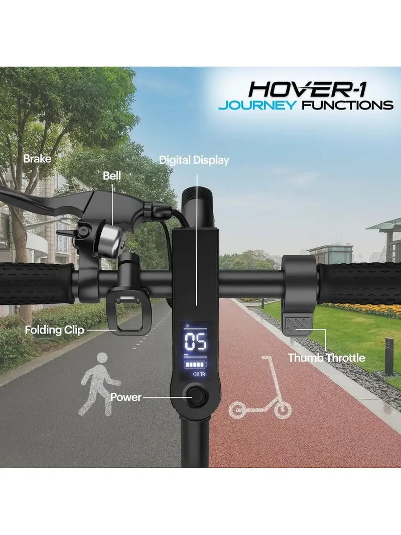 Hover-1 Journey Electric Scooter – 14 MPH Speed, 16-Mile Range, LCD Dashboard, 8.5" All-Terrain Tires, UL-Certified, 220 LB Load Capacity