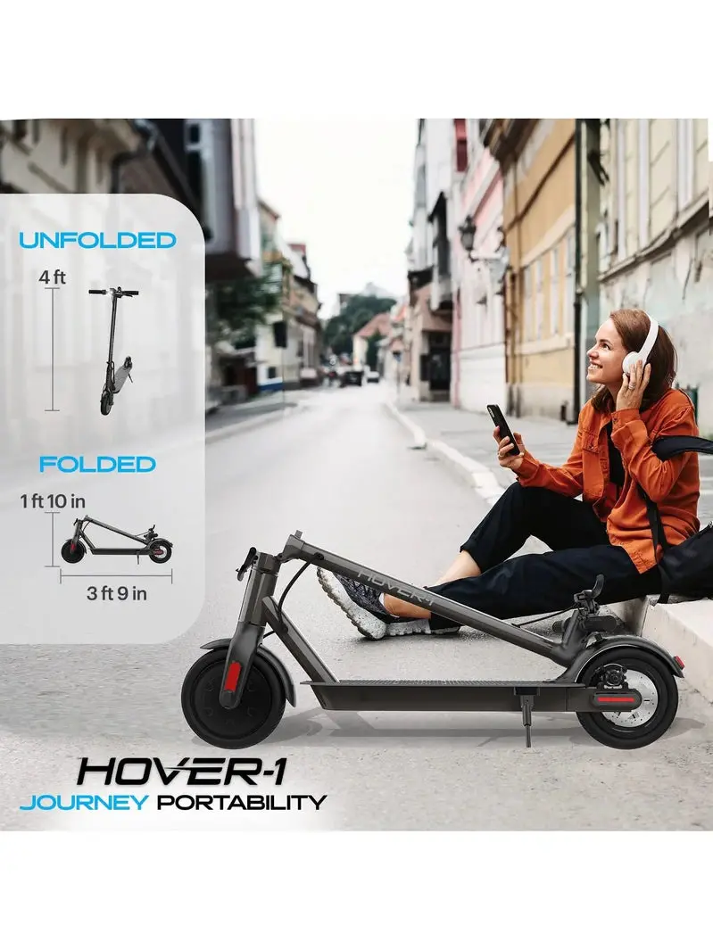 Hover-1 Journey Electric Scooter – 14 MPH Speed, 16-Mile Range, LCD Dashboard, 8.5" All-Terrain Tires, UL-Certified, 220 LB Load Capacity